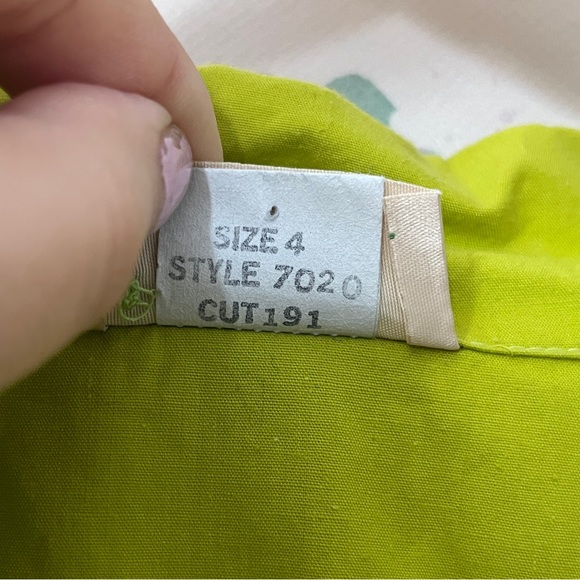 VTG Bonnie Strauss Dress Size 4 Chartreuse Navy Blue A-Line Cotton Pin-Up Retro - Picture 6 of 14